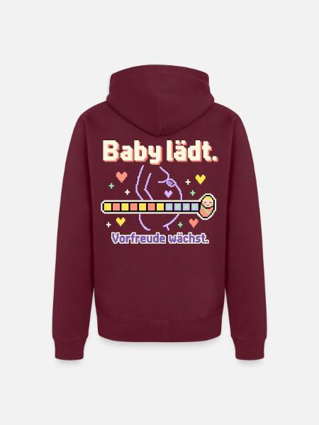 Baby Loading Schwangerschaft werdende Mama - Unisex Premium Bio Zip Hoodie - Burgunderrot