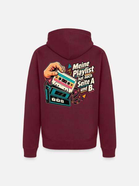 80er Musik Fan Mixtape Kassette Retro Nostalgie - Unisex Premium Bio Zip Hoodie - Burgunderrot - Hinten