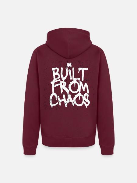 Aus Chaos gebaut - Unisex Premium Bio Zip Hoodie - Burgunderrot