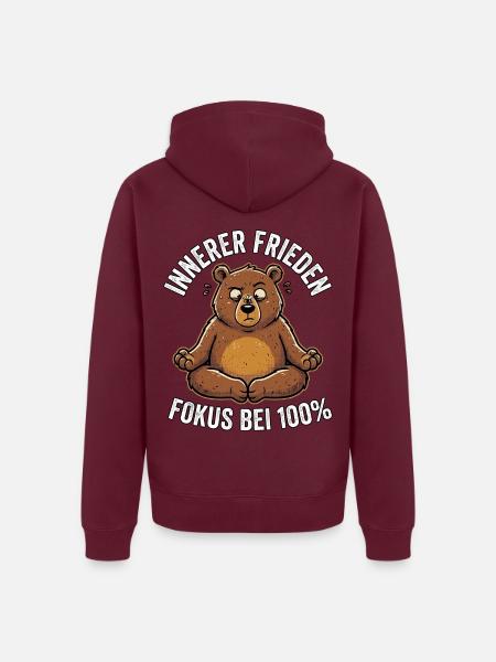 Lustiger Yoga Bär - Unisex Premium Bio Zip Hoodie - Burgunderrot