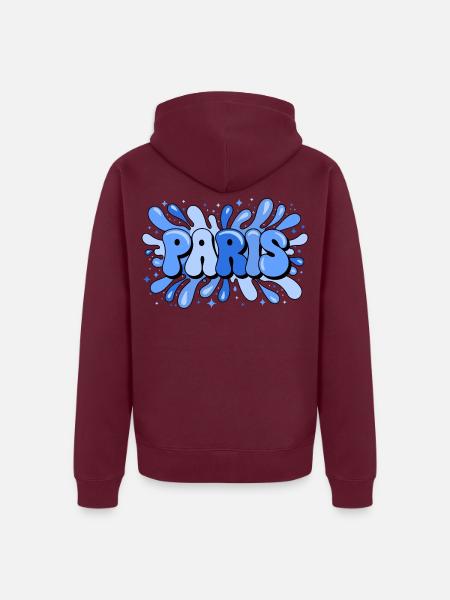 Paris Blue Bubbles Pop Art - Unisex Premium Bio Zip Hoodie - Burgunderrot