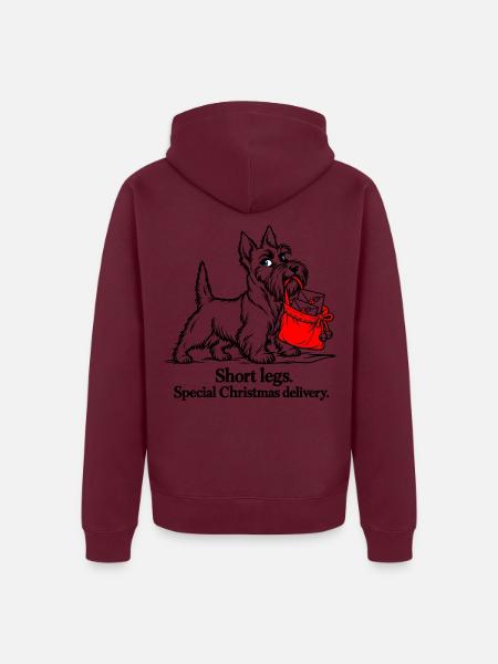 Scottish Terrier liefert Weihnachtsbriefe - Unisex Premium Bio Zip Hoodie - Burgunderrot