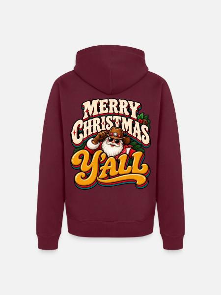 Frohe Weihnachten Yall - Unisex Premium Bio Zip Hoodie - Burgunderrot