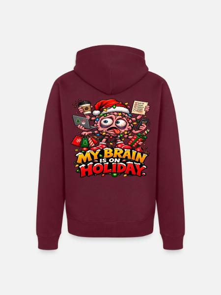 Weihnachtsgehirn im Urlaub - Unisex Premium Bio Zip Hoodie - Burgunderrot