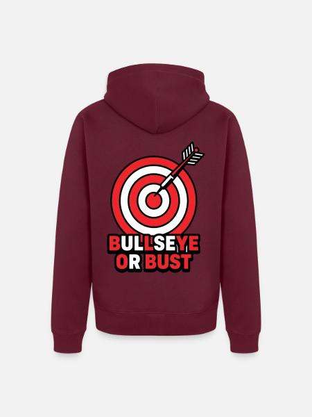 Bullseye oder Büste – Bogenschießdarts Zielabzeichen - Unisex Premium Bio Zip Hoodie - Burgunderrot