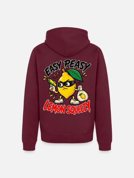 Easy Peasy Lemon Squeezy – Freche Zitrone - Unisex Premium Bio Zip Hoodie - Burgunderrot