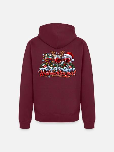 Weihnachtswein Pur - Unisex Premium Bio Zip Hoodie - Burgunderrot