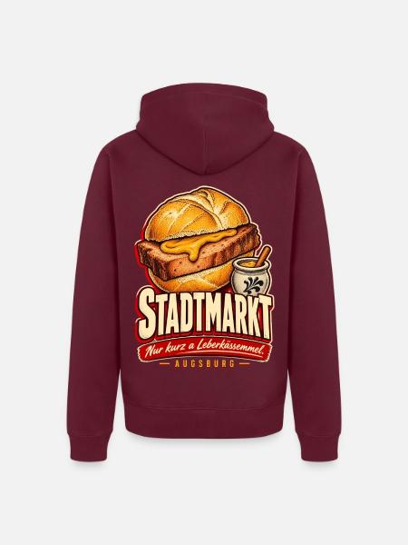 Augsburg Stadtmarkt Leberkässemmel - Unisex Premium Bio Zip Hoodie - Burgunderrot
