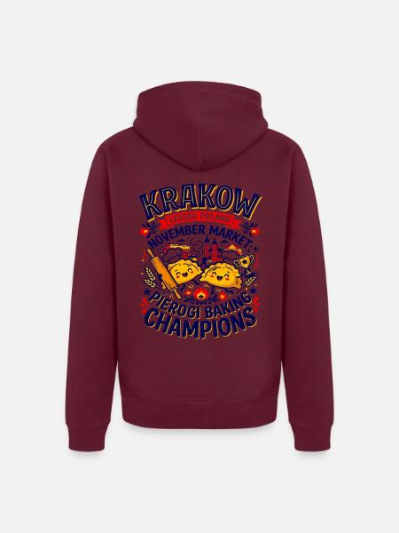 Krakow Lesser Poland Pierogi Baking Champions - Unisex Premium Bio Zip Hoodie - Burgunderrot - Hinten