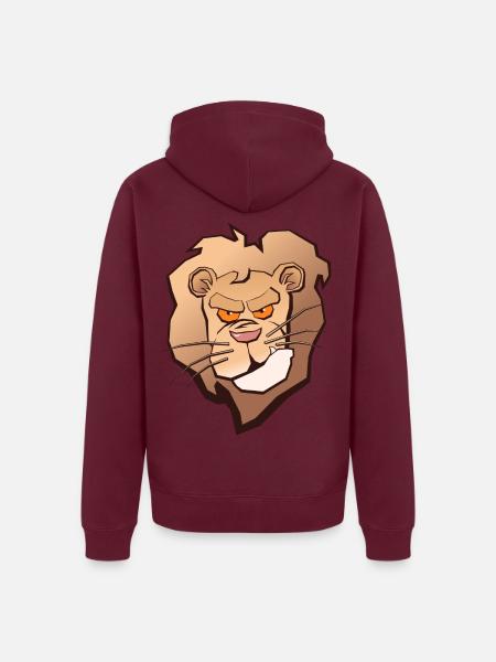 Mürrischer Löwenkopf - Unisex Premium Bio Zip Hoodie - Burgunderrot