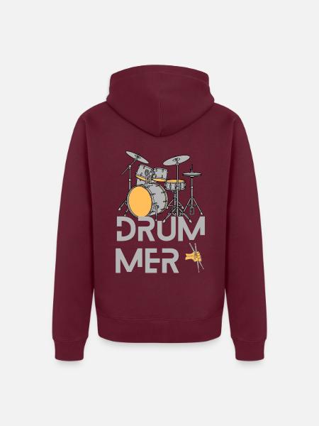 Drummer Schlagzeug Drumset Musikliebhaber Design - Unisex Premium Bio Zip Hoodie - Burgunderrot