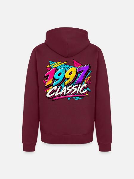 1997 Classic Neon Retro - Unisex Premium Bio Zip Hoodie - Burgunderrot