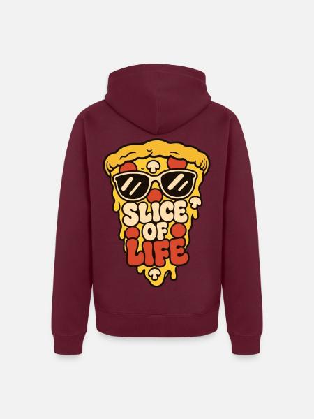 Pizza mit Sonnenbrille – Slice of Life - Unisex Premium Bio Zip Hoodie - Burgunderrot
