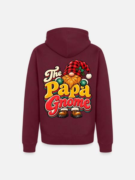 Papa Gnome Weihnachtsfreude - Unisex Premium Bio Zip Hoodie - Burgunderrot