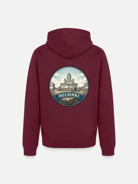 Helsinki Finnland Reiseabzeichen Kathedralen-Souvenir - Unisex Premium Bio Zip Hoodie - Burgunderrot
