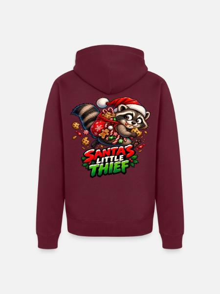 Santas kleiner Dieb - Unisex Premium Bio Zip Hoodie - Burgunderrot