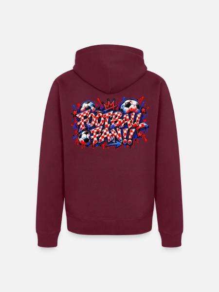 FUSSBALLFAN – Rotes Schachbrett-Graffiti, das zuschlägt - Unisex Premium Bio Zip Hoodie - Burgunderrot
