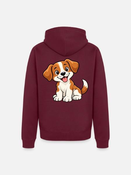 Süßer Comic-Hund - Unisex Premium Bio Zip Hoodie - Burgunderrot - Hinten