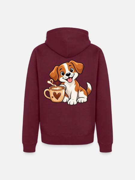Dogs & Coffee - Unisex Premium Bio Zip Hoodie - Burgunderrot