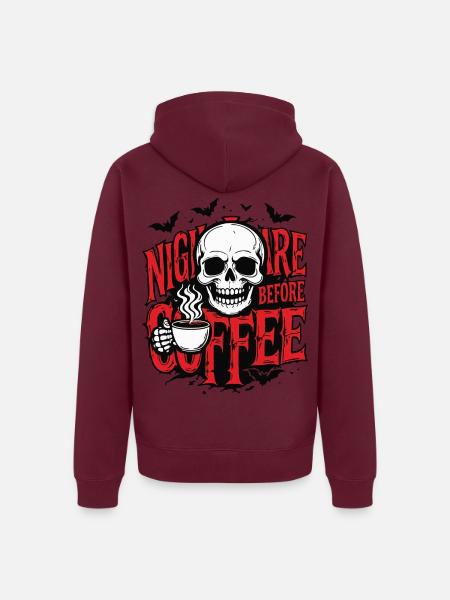 Albtraum vor dem Kaffee - Unisex Premium Bio Zip Hoodie - Burgunderrot