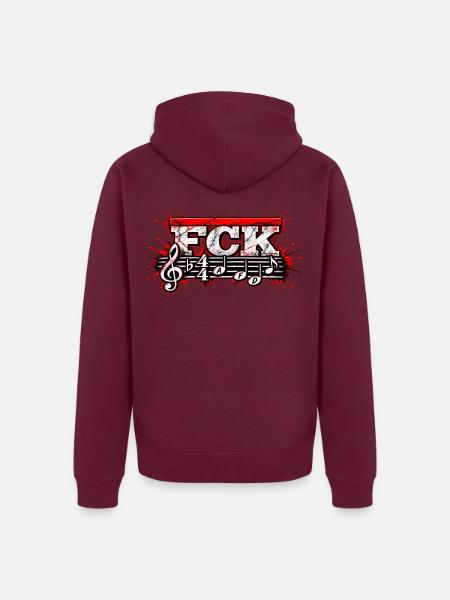 FCK Bassline Noten Splash - Unisex Premium Bio Zip Hoodie - Burgunderrot