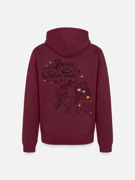 Weihnachtshuhn - Unisex Premium Bio Zip Hoodie - Burgunderrot