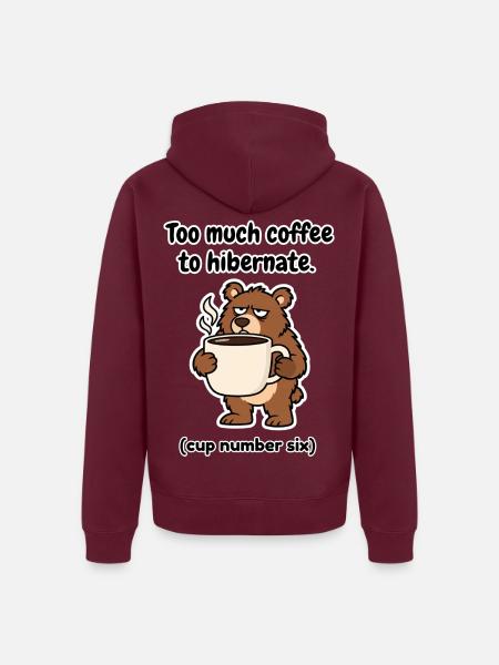 Finnischer Kaffeebär Winterschlaf - Unisex Premium Bio Zip Hoodie - Burgunderrot