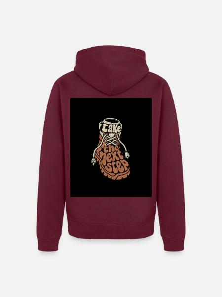 Take the Next Step – Retro Sneaker Poster - Unisex Premium Bio Zip Hoodie - Burgunderrot - Hinten