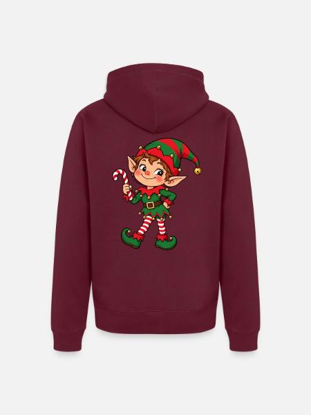 Freche Weihnachtselfe mit Zuckerstange - Unisex Premium Bio Zip Hoodie - Burgunderrot