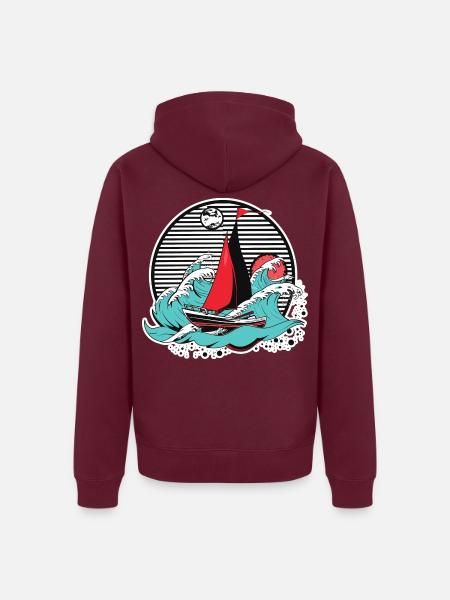 Grafik Segeln - Unisex Premium Bio Zip Hoodie - Burgunderrot - Hinten