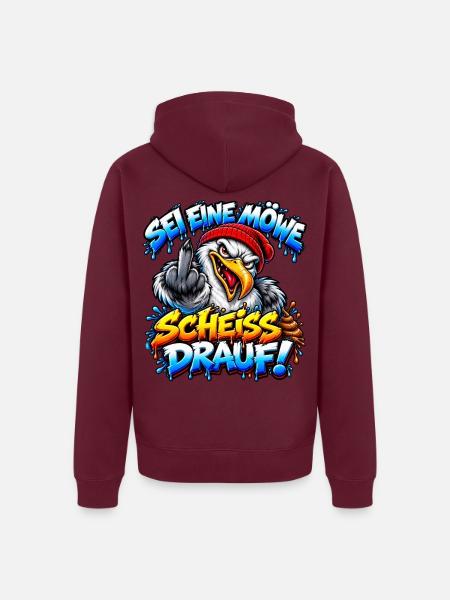 Sei eine Möwe Scheiss drauf - Unisex Premium Bio Zip Hoodie - Burgunderrot