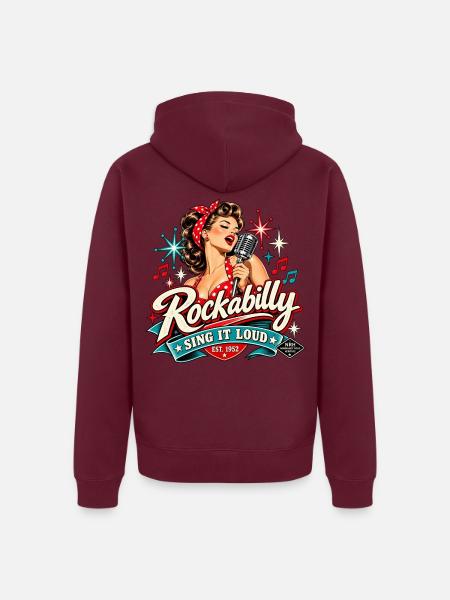 Rockabilly-Sänger – Sing It Loud 1952 - Unisex Premium Bio Zip Hoodie - Burgunderrot