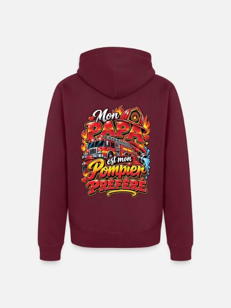 Mein Lieblings-Feuerwehr-Vater - Unisex Premium Bio Zip Hoodie - Burgunderrot