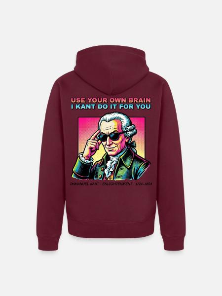 Kant – Use Your Own Brain - Unisex Premium Bio Zip Hoodie - Burgunderrot - Hinten