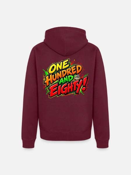 180 - one hundred and eighty - Unisex Premium Bio Zip Hoodie - Burgunderrot - Hinten
