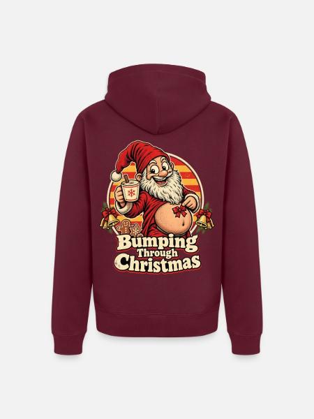 Christmas Wichtel mit Schwangerschaftsbauch - Unisex Premium Bio Zip Hoodie - Burgunderrot - Hinten