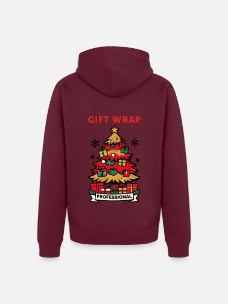 Weihnachtsbaum von Gift Wrap Pro - Unisex Premium Bio Zip Hoodie - Burgunderrot - Hinten