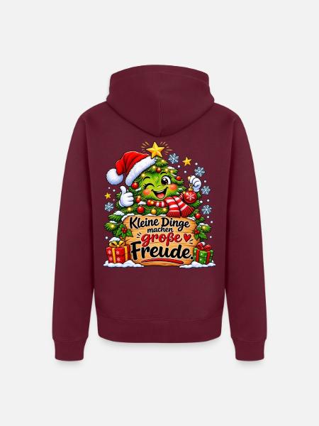 Kleine Dinge, große Freude - Unisex Premium Bio Zip Hoodie - Burgunderrot - Hinten