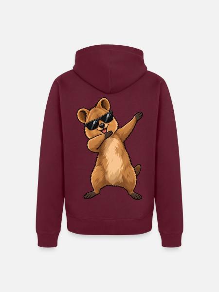 Dabbing-Quokka - Unisex Premium Bio Zip Hoodie - Burgunderrot - Hinten
