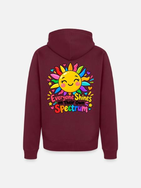 Sonnenstrahl Spectrum Farben - Unisex Premium Bio Zip Hoodie - Burgunderrot - Hinten