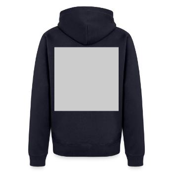Quatrat in Grau - Unisex Premium Bio Zip Hoodie - Navy - Hinten - Nico (187cm)