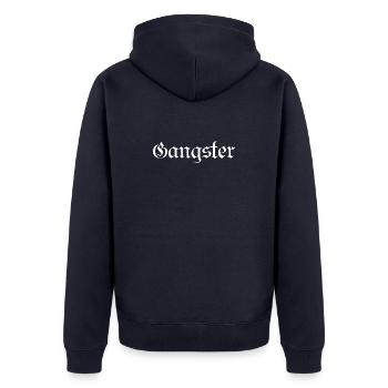 Streetwear - Unisex Premium Bio Zip Hoodie - Navy - Hinten - Nico (187cm)
