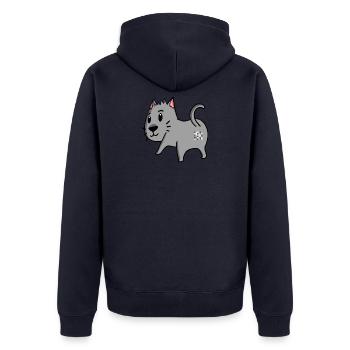 Katze Arsch - Katze Hintern - Unisex Premium Bio Zip Hoodie - Navy - Hinten - Nico (187cm)