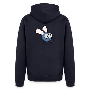 Fliege - Unisex Premium Bio Zip Hoodie - Navy - Hinten - Nico (187cm)