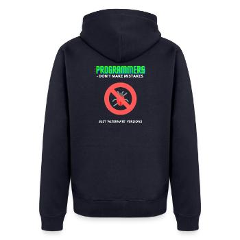 Programmierer Debugging T-Shirt Herren - Unisex Premium Bio Zip Hoodie - Navy - Hinten - Nico (187cm)