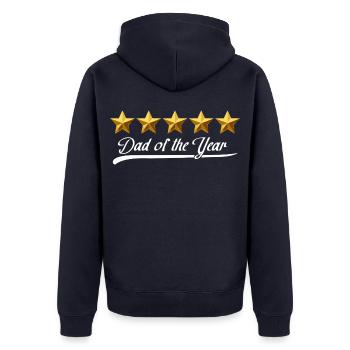 Vater des Jahres Sternen-Glanz - Unisex Premium Bio Zip Hoodie - Navy - Hinten - Nico (187cm)