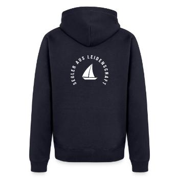 Segler aus Leidenschaft - Unisex Premium Bio Zip Hoodie - Navy - Hinten - Nico (187cm)