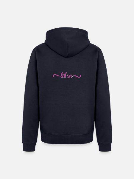 Libra Pink Script Zodiak Design - Unisex Premium Bio Zip Hoodie - Navy