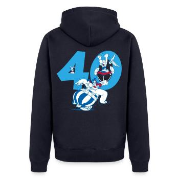 Asterix & Obelix 40. Geburtstag Design - Unisex Premium Bio Zip Hoodie - Navy - Hinten - Nico (187cm)