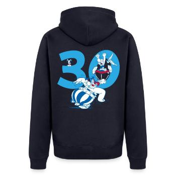 Asterix & Obelix 30. Geburtstag Design - Unisex Premium Bio Zip Hoodie - Navy - Hinten - Nico (187cm)